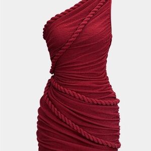 Elegant Red Draped Dress